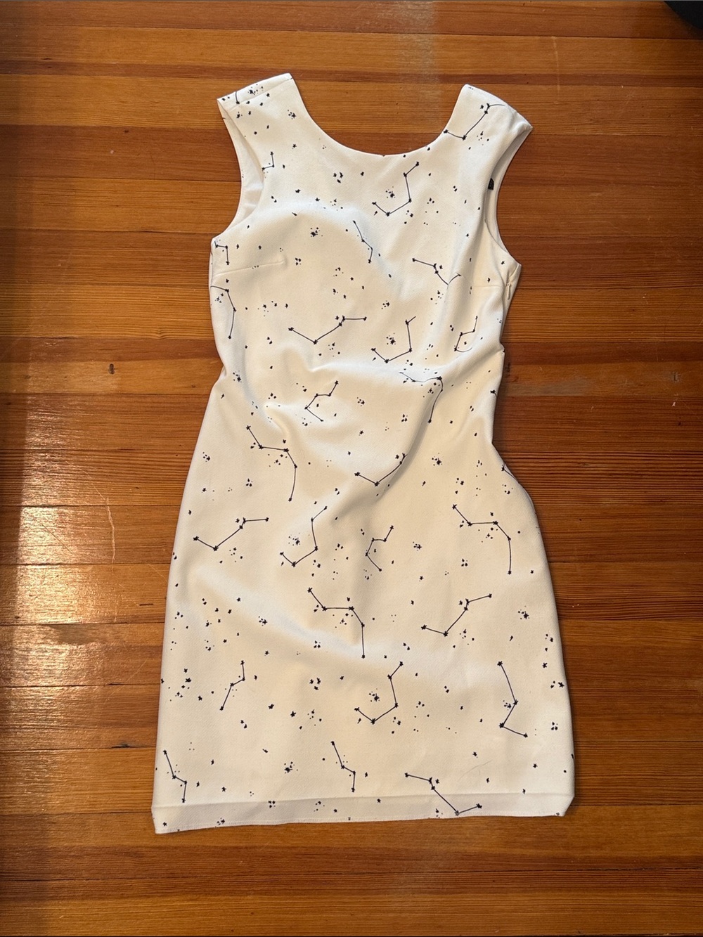 Zara White Mini Dress with Black Constellation Print